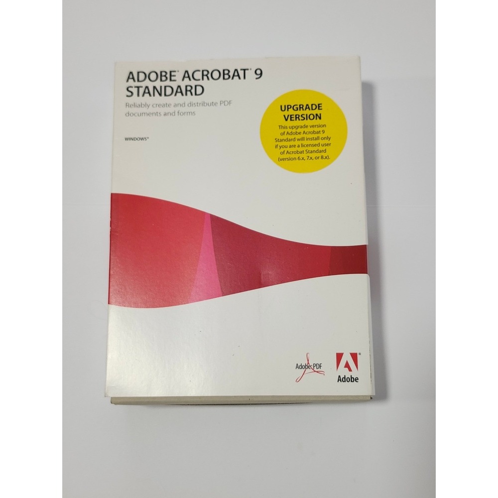 Adobe Acrobat 9 Standard Upgrade Windows PC Software Boxed Set PDF Create serial